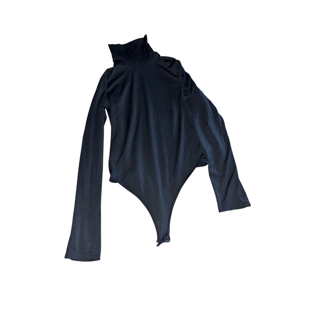Unbranded Women Black Long Sleeve Turtleneck Bodysuit Snap Closure Size Large - Picture 4 of 4